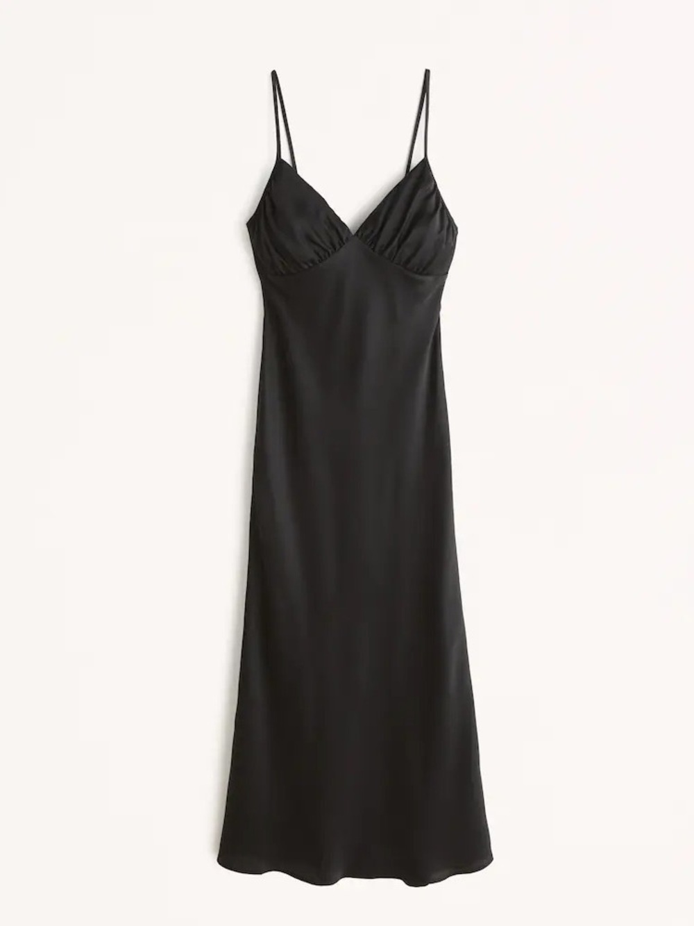 Abercrombie & Fitch Black Satin Midi Dress